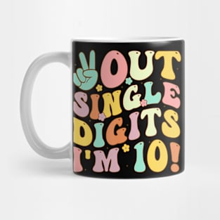 Peace Out Single Digits Retro Groovy 10th Birthday Girl Mug